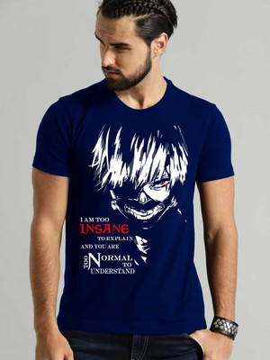 VIKCLIQUE Printed Men Round Neck Blue T-Shirt