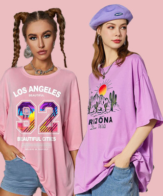 Christy World Printed Women Round Neck Pink T-Shirt