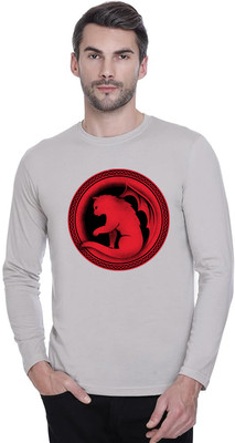 ManGOD Printed, Self Design Men Round Neck Grey T-Shirt