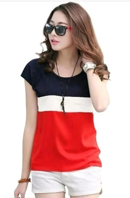 Marvent Dk Women Colorblock Women Round Neck Multicolor T-Shirt