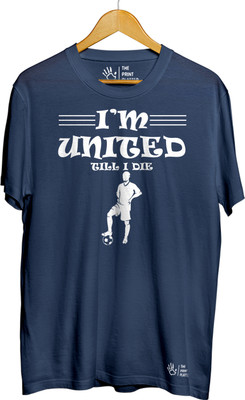 THE PRINT PLATTER Graphic Print Men Round Neck Navy Blue T-Shirt