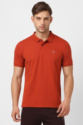 VAN HEUSEN Solid Men Polo Neck Orange T-Shirt