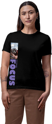 Fighterhero Printed Women Round Neck Black T-Shirt