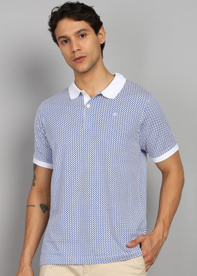 Raymond Printed Men Polo Neck Dark Blue T-Shirt