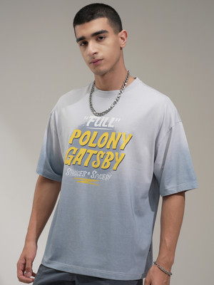 HIGHLANDER Printed Men Round Neck Grey T-Shirt