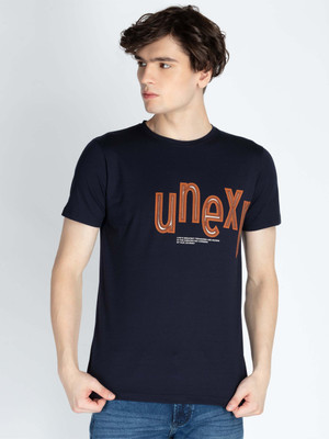 Status Quo Printed Men Round Neck Navy Blue T-Shirt