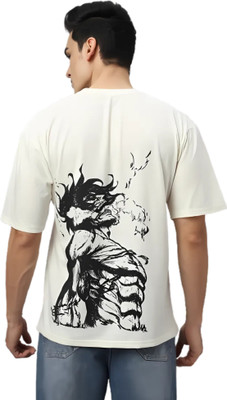 Crazybee Graphic Print Men Round Neck Beige T-Shirt