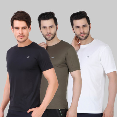 VECTOR X Solid Men Round Neck Multicolor T-Shirt