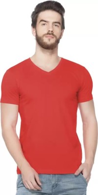 Desier Solid Men Round Neck Red T-Shirt