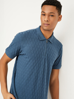 MAX Printed Men Round Neck Blue T-Shirt