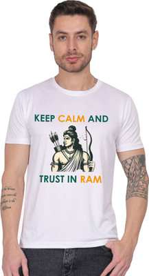 AZAADGARMENT Printed Men Round Neck Reversible White T-Shirt