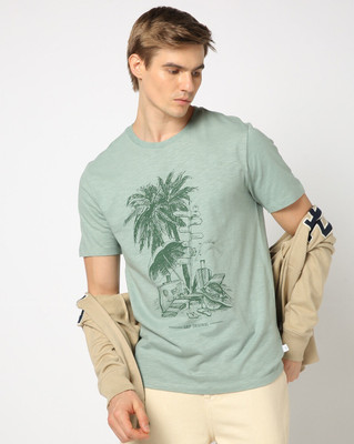 GAP Printed Men Round Neck Dark Green T-Shirt