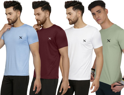 Cruister Solid Men Round Neck Multicolor T-Shirt