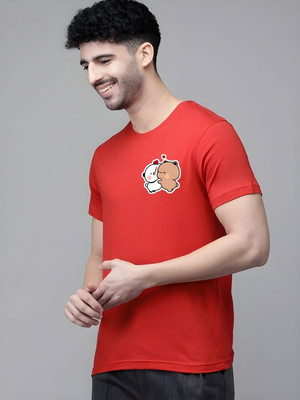 SZN Printed, Solid Men Round Neck Red T-Shirt
