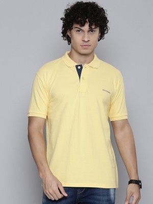 Smartees Solid Men Polo Neck Yellow T-Shirt