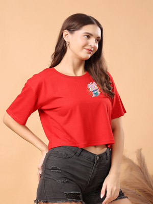 SWIFTLY Graphic Print Women Round Neck Red T-Shirt