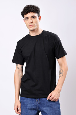 Stylox Solid Men Crew Neck Black T-Shirt