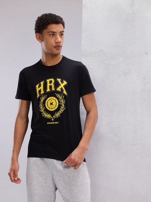HRX by Hrithik Roshan Printed Men Round Neck Black T-Shirt