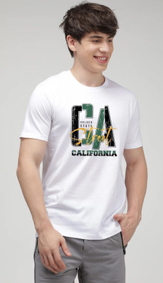 Aditi Fashion Printed Men Round Neck White T-Shirt