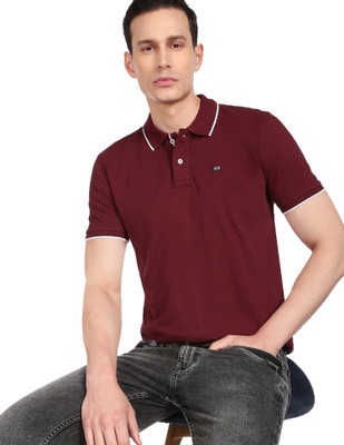Arrow Sport Solid Men Polo Neck Red T-Shirt