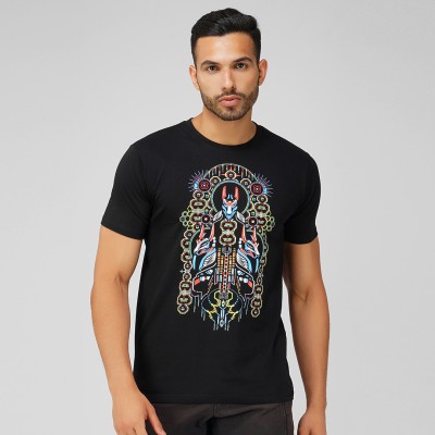 ULTRA TRIBE Printed Men Round Neck Black T-Shirt