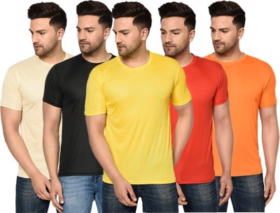 REVIZO Solid Men Round Neck Multicolor T-Shirt