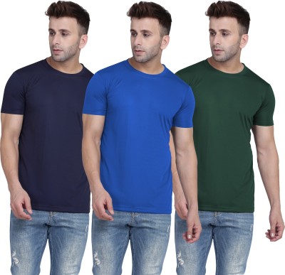 TQH Solid Men Round Neck Dark Blue, Dark Green, Blue T-Shirt