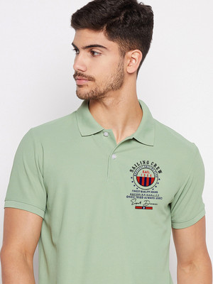 SZN Printed Men Polo Neck Light Green T-Shirt