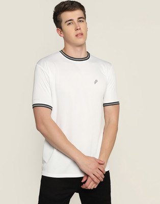 Praume Solid Men Round Neck White T-Shirt