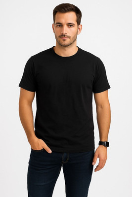 Bunka fashion Self Design Men Round Neck Reversible Black T-Shirt