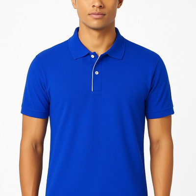AKNOVA MART Solid Men Polo Neck Blue T-Shirt