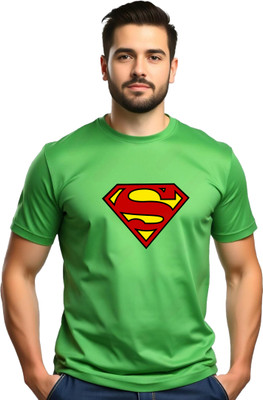 JEDFER Superhero, Graphic Print Men Round Neck Green T-Shirt