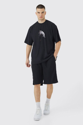 Stitchmeashirt Printed Men Round Neck Black T-Shirt