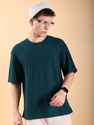 HIGHLANDER Solid Men Round Neck Green T-Shirt