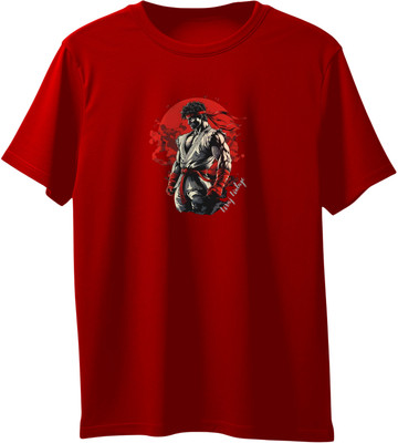 VIRAJ VINTAGE Printed Men Round Neck Maroon T-Shirt