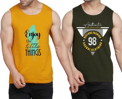 WOOSTRO Typography Men Scoop Neck Yellow, White, Dark Green T-Shirt