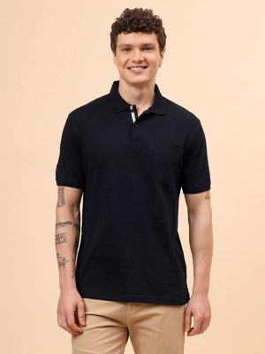 CANTABIL Solid Men Polo Neck Black T-Shirt