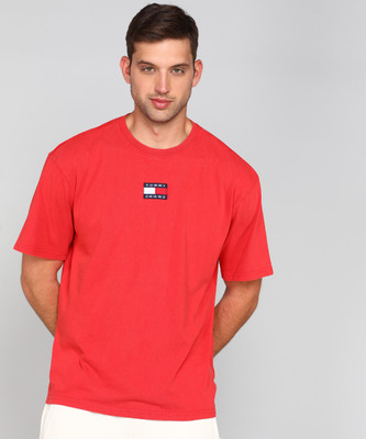 TOMMY HILFIGER Solid Men Round Neck Red T-Shirt