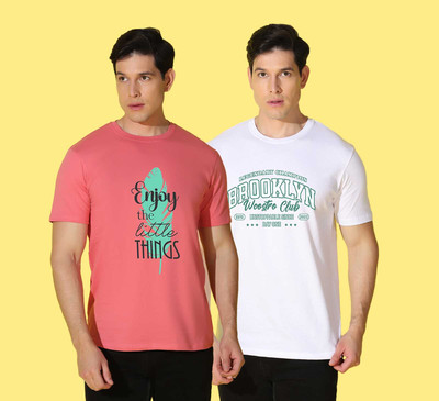 WOOSTRO Printed Men Round Neck Multicolor T-Shirt