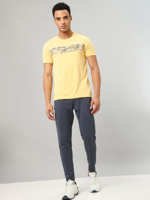 TECHNOSPORT Printed Men Round Neck Yellow T-Shirt