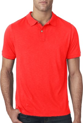 IMPACKT Self Design Men Polo Neck Red T-Shirt