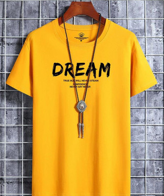 Stelino Printed Men Round Neck Yellow T-Shirt