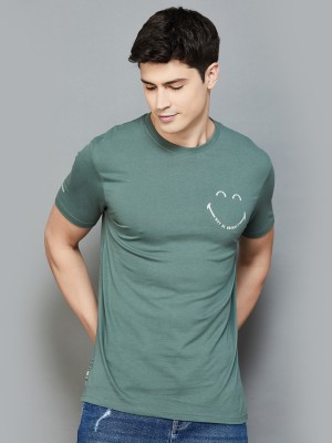 SmileyWorld Solid Men Round Neck Light Green T-Shirt