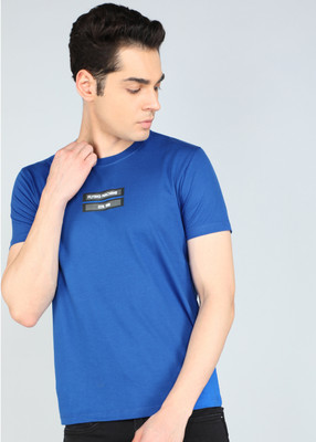 FLYING MACHINE Solid Men Round Neck Blue T-Shirt