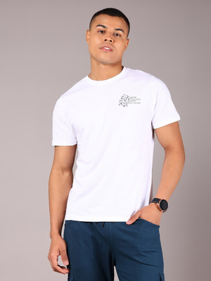 V-MART Printed Men Round Neck White T-Shirt