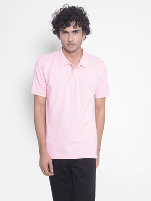 CRIMSOUNE CLUB Solid Men Polo Neck Pink T-Shirt