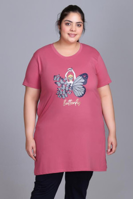 IN Love Printed Women Round Neck Pink T-Shirt