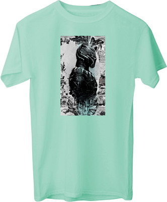 VIRAJ VINTAGE Printed Men Round Neck Light Blue T-Shirt