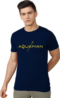 OrrganicChics Superhero Men Round Neck Navy Blue T-Shirt