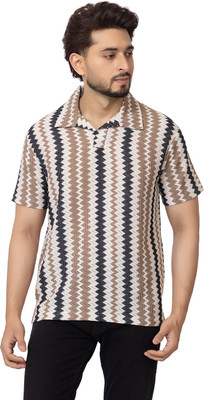 AMOLDO Striped Men Polo Neck Multicolor T-Shirt